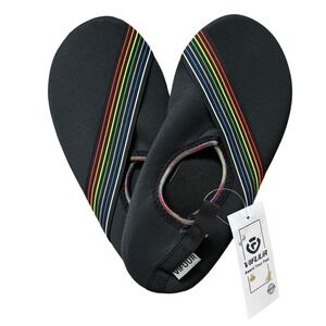 NEW Womens Water Shoes Size 8 38/39 Black Rainbow Water Sock Beach Swim Vacation